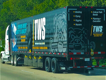TWS semi truck/tool trailer driving on the highway